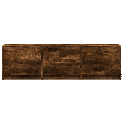 TV Cabinet with LED Smoked Oak 140 x 34 x 40 cm Engineered Wood