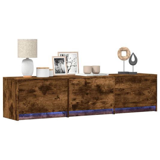 TV Cabinet with LED Smoked Oak 165 x 34 x 40 cm Engineered Wood