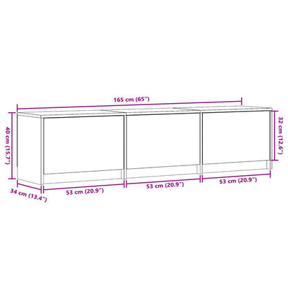 TV Cabinet with LED Smoked Oak 165 x 34 x 40 cm Engineered Wood