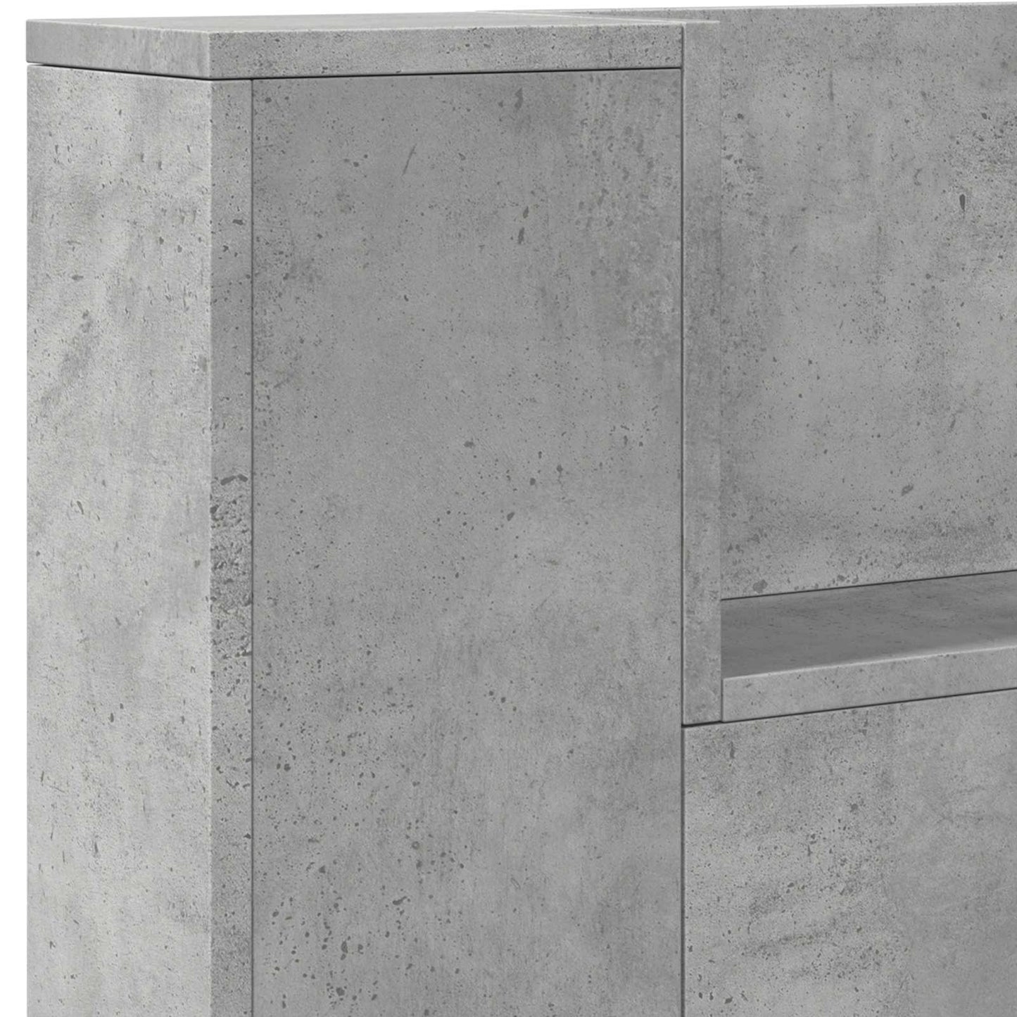Headboard Cabinet with LED Concrete 140 x 16.5 x 103.5 cm