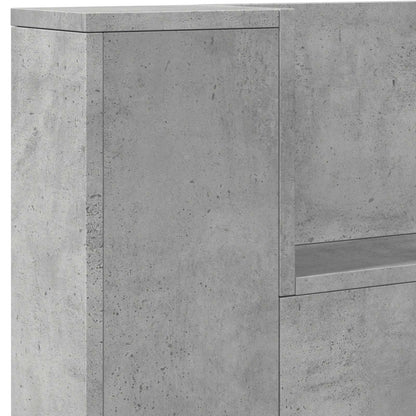 Headboard Cabinet with LED Concrete 140 x 16.5 x 103.5 cm