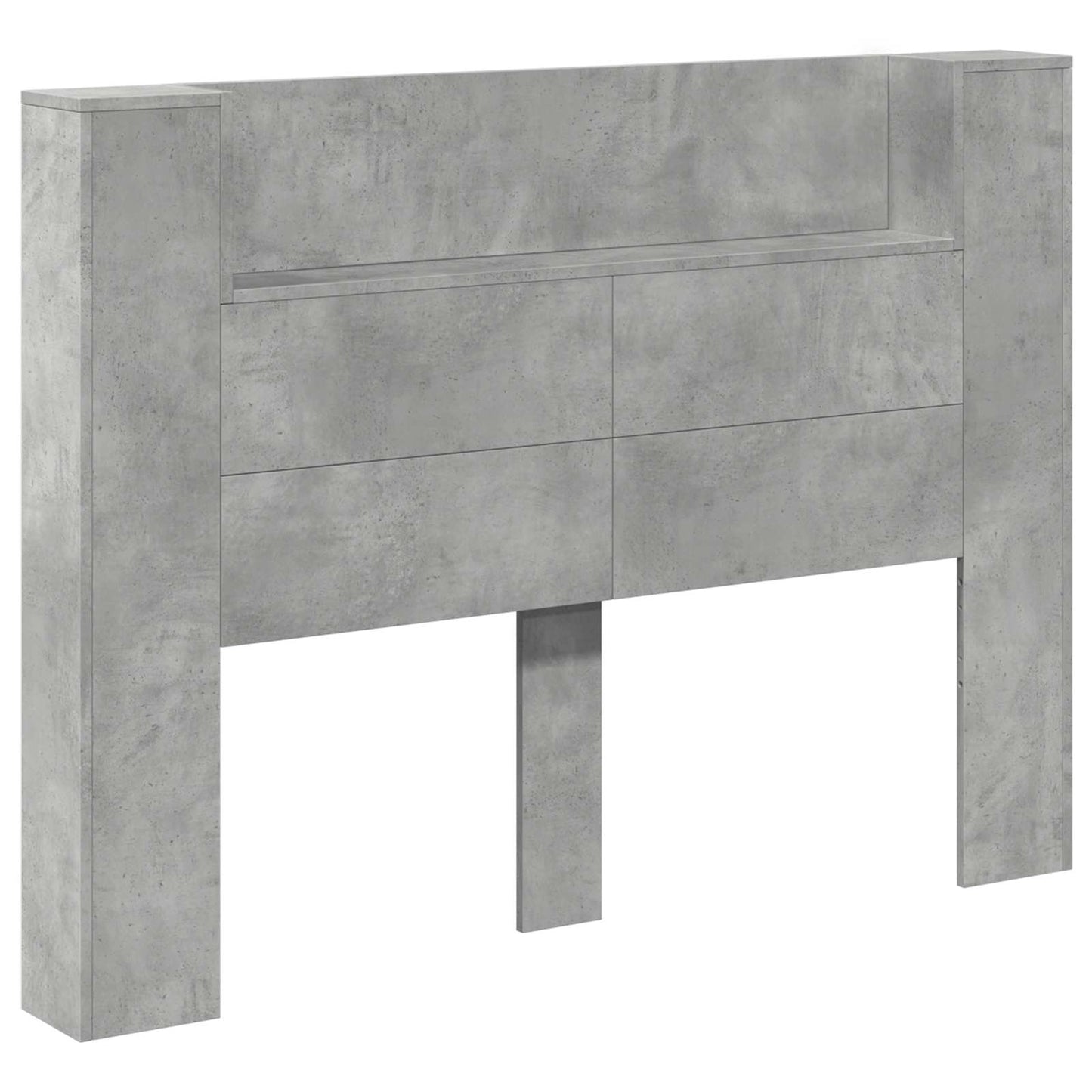 Headboard Cabinet with LED Concrete 140 x 16.5 x 103.5 cm