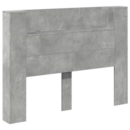 Headboard Cabinet with LED Concrete 140 x 16.5 x 103.5 cm