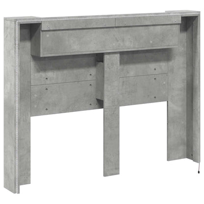Headboard Cabinet with LED Concrete 140 x 16.5 x 103.5 cm