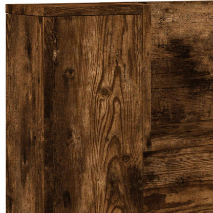 Headboard Cabinet with LED Smoked Oak 140 x 16.5 x 103.5 cm