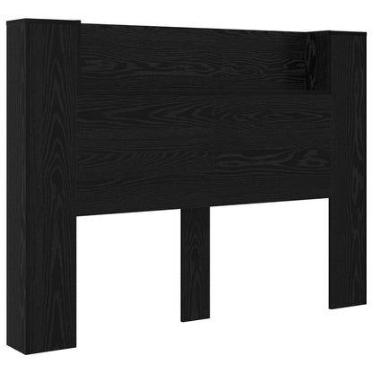 Headboard Cabinet with LED Black Oak Engineered Wood