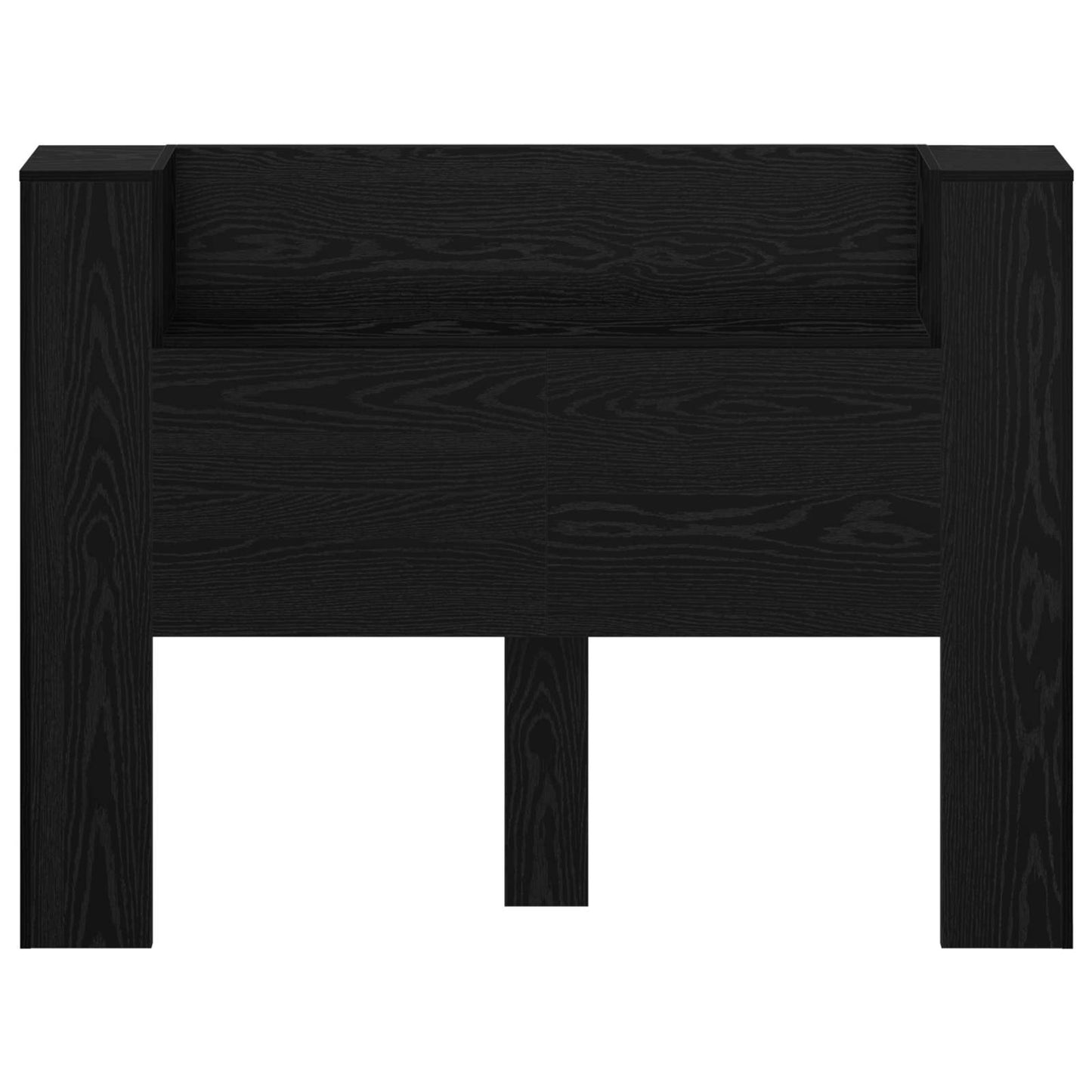 Headboard Cabinet with LED Black Oak Engineered Wood