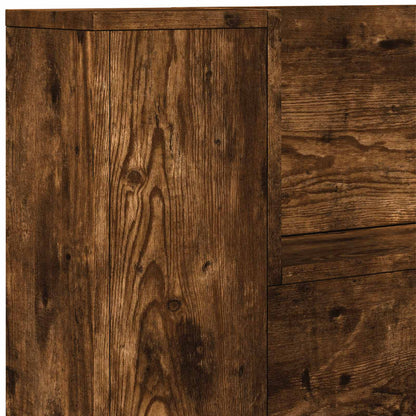 Headboard Cabinet with LED Smoked Oak 160 x 16.5 x 103.5 cm