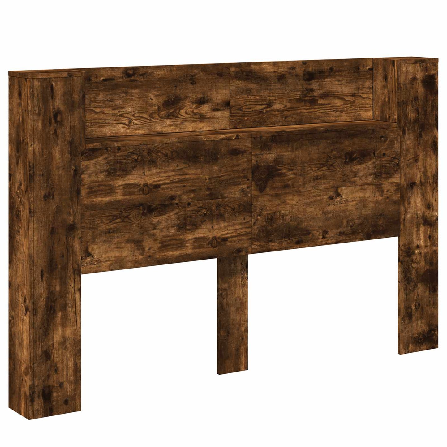 Headboard Cabinet with LED Smoked Oak 160 x 16.5 x 103.5 cm