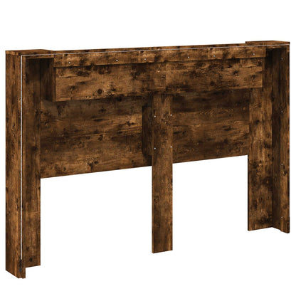 Headboard Cabinet with LED Smoked Oak 160 x 16.5 x 103.5 cm