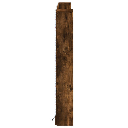 Headboard Cabinet with LED Smoked Oak 160 x 16.5 x 103.5 cm