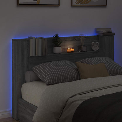 Headboard Cabinet with LED Grey Sonoma 160 x 16.5 x 103.5 cm