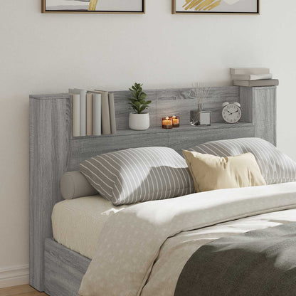 Headboard Cabinet with LED Grey Sonoma 160 x 16.5 x 103.5 cm