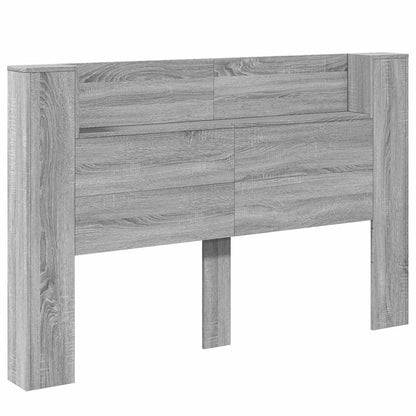 Headboard Cabinet with LED Grey Sonoma 160 x 16.5 x 103.5 cm