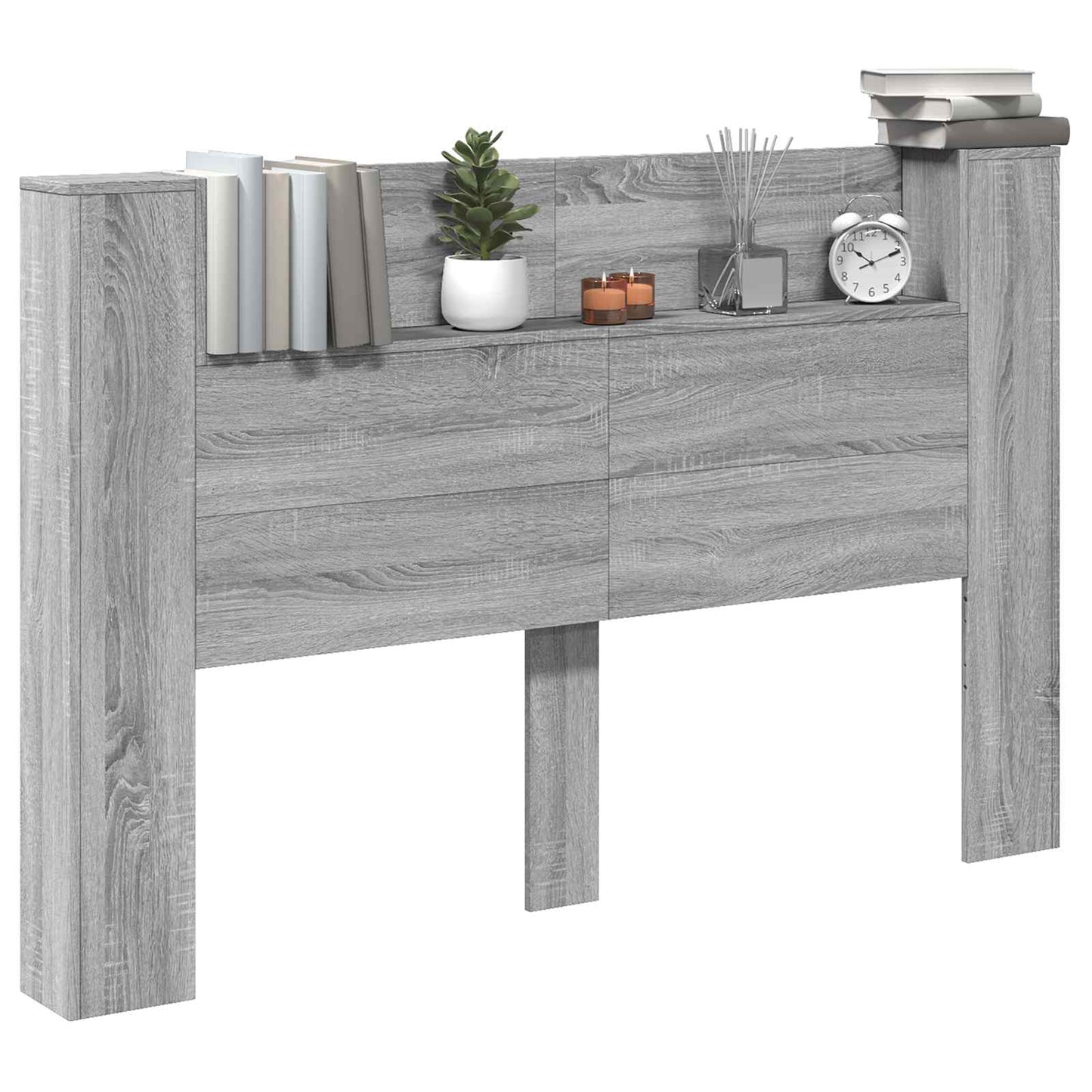 Headboard Cabinet with LED Grey Sonoma 160 x 16.5 x 103.5 cm