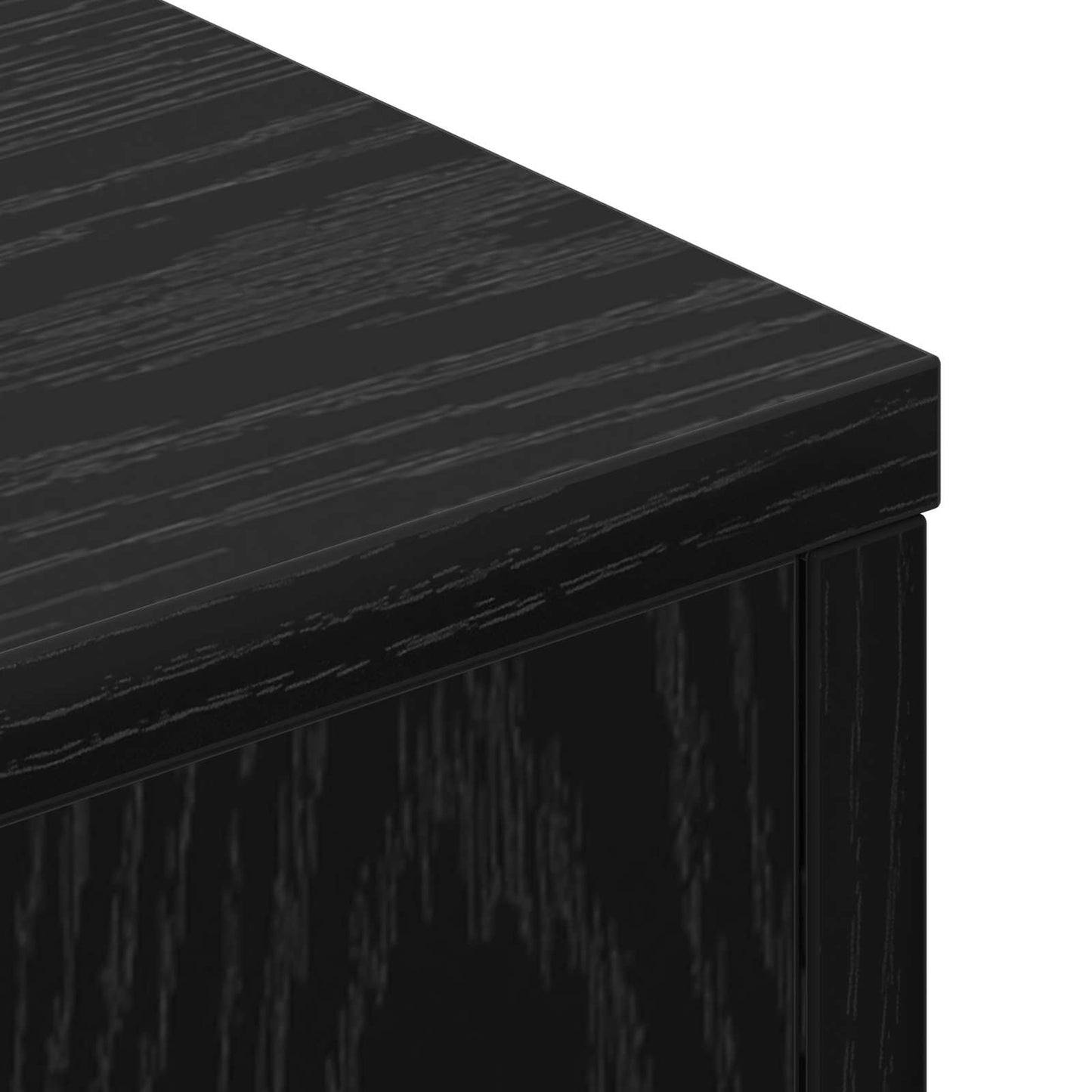 Headboard Cabinet with LED Black Oak Engineered Wood