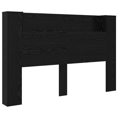 Headboard Cabinet with LED Black Oak Engineered Wood