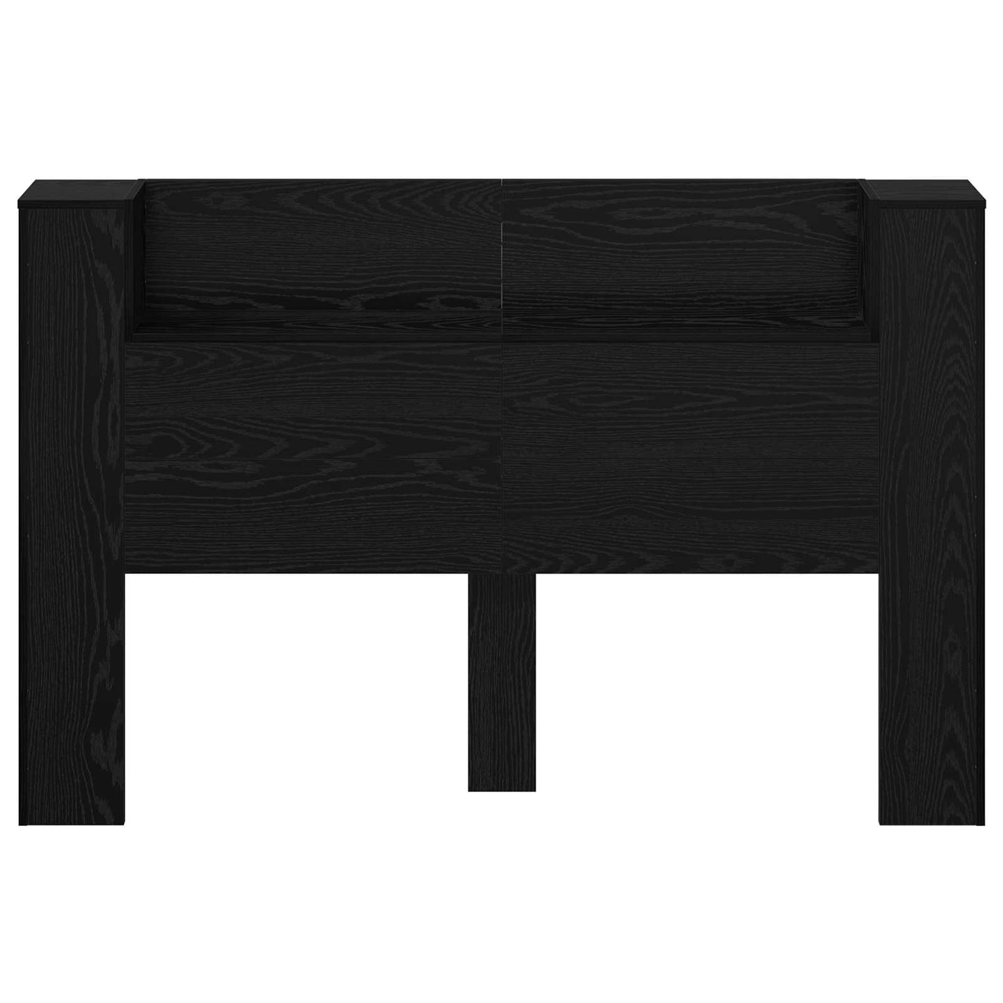 Headboard Cabinet with LED Black Oak Engineered Wood