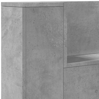 Headboard Cabinet with LED Concrete 180 x 16.5 x 103.5 cm