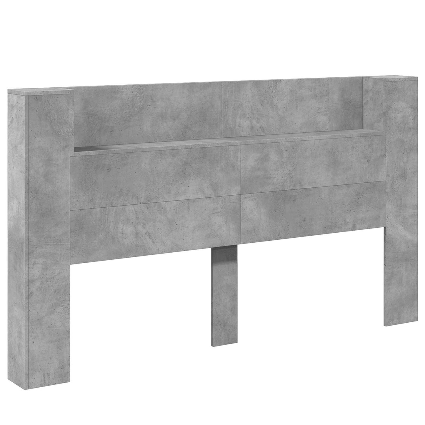 Headboard Cabinet with LED Concrete 180 x 16.5 x 103.5 cm