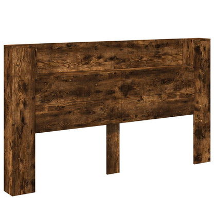 Headboard Cabinet with LED Smoked Oak 180 x 16.5 x 103.5 cm