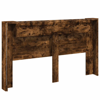 Headboard Cabinet with LED Smoked Oak 180 x 16.5 x 103.5 cm