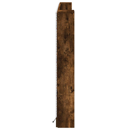 Headboard Cabinet with LED Smoked Oak 180 x 16.5 x 103.5 cm