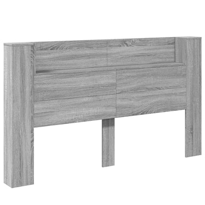 Headboard Cabinet with LED Grey Sonoma 180 x 16.5 x 103.5 cm