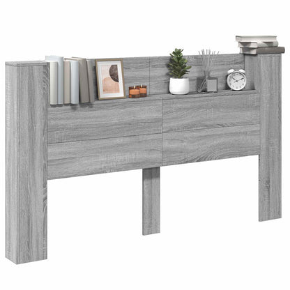 Headboard Cabinet with LED Grey Sonoma 180 x 16.5 x 103.5 cm