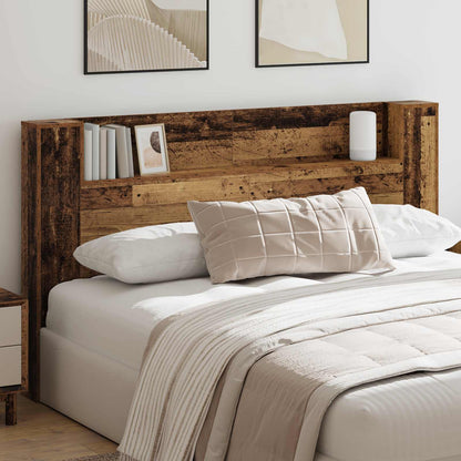 Headboard Cabinet with LED Old Wood 180 x 16.5 x 103.5 cm