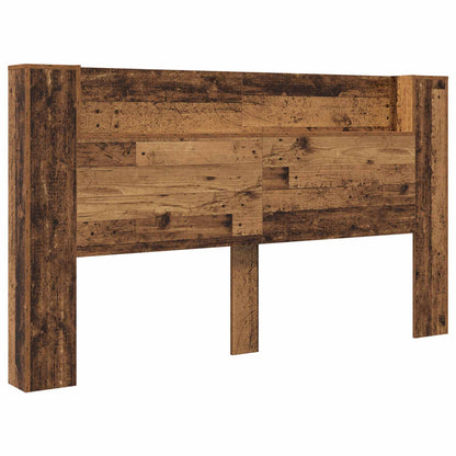 Headboard Cabinet with LED Old Wood 180 x 16.5 x 103.5 cm