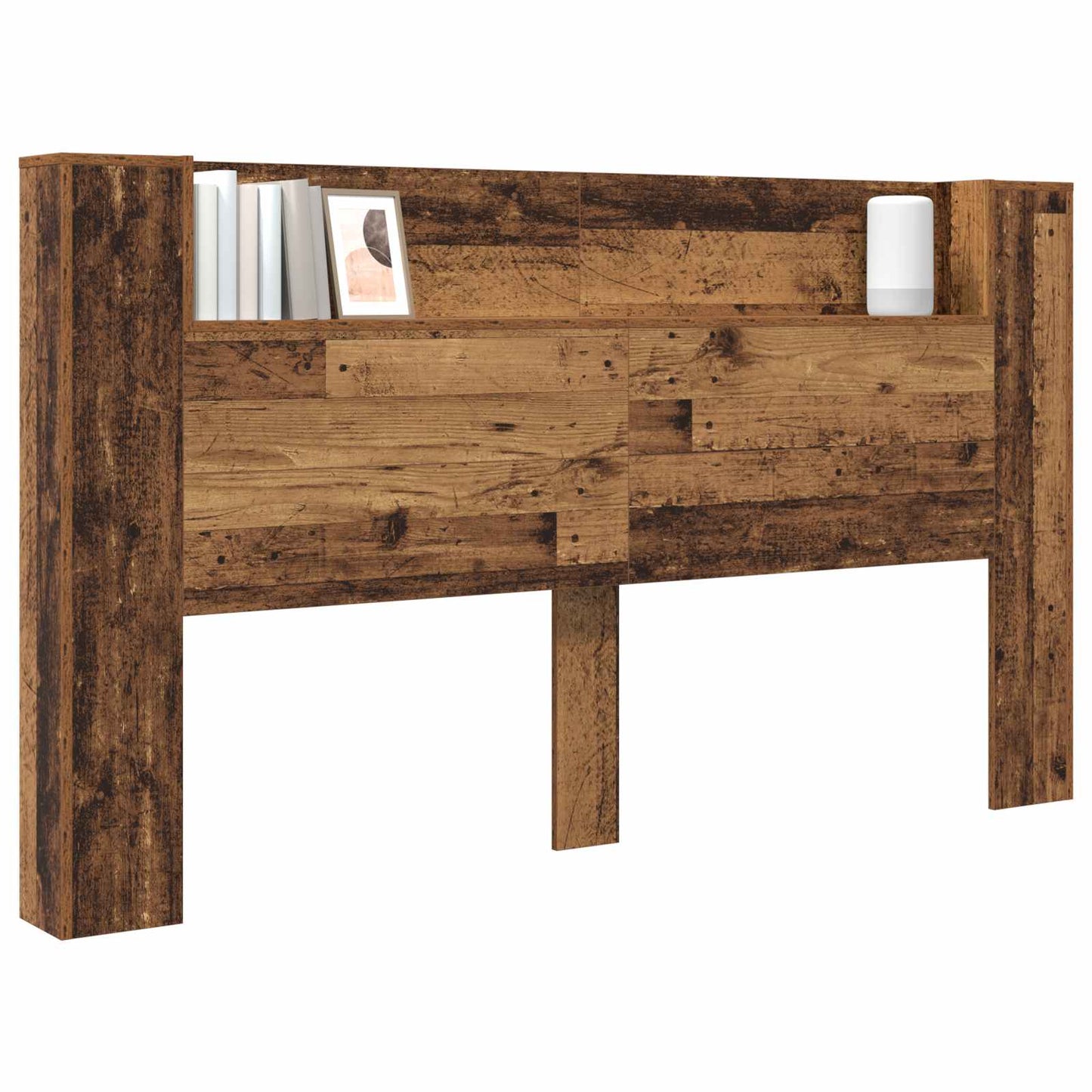 Headboard Cabinet with LED Old Wood 180 x 16.5 x 103.5 cm