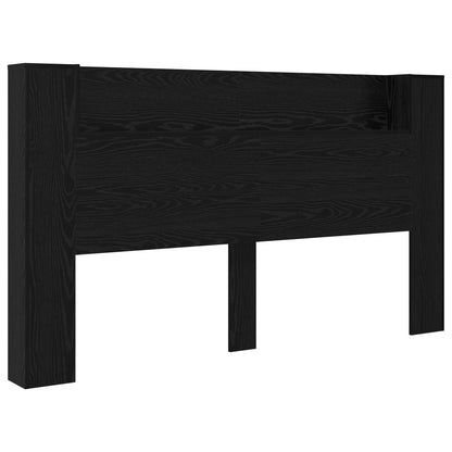 Headboard Cabinet with LED Black Oak 180 x 16.5 x 103.5 cm