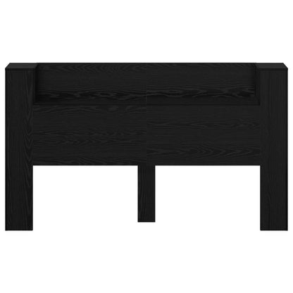 Headboard Cabinet with LED Black Oak 180 x 16.5 x 103.5 cm