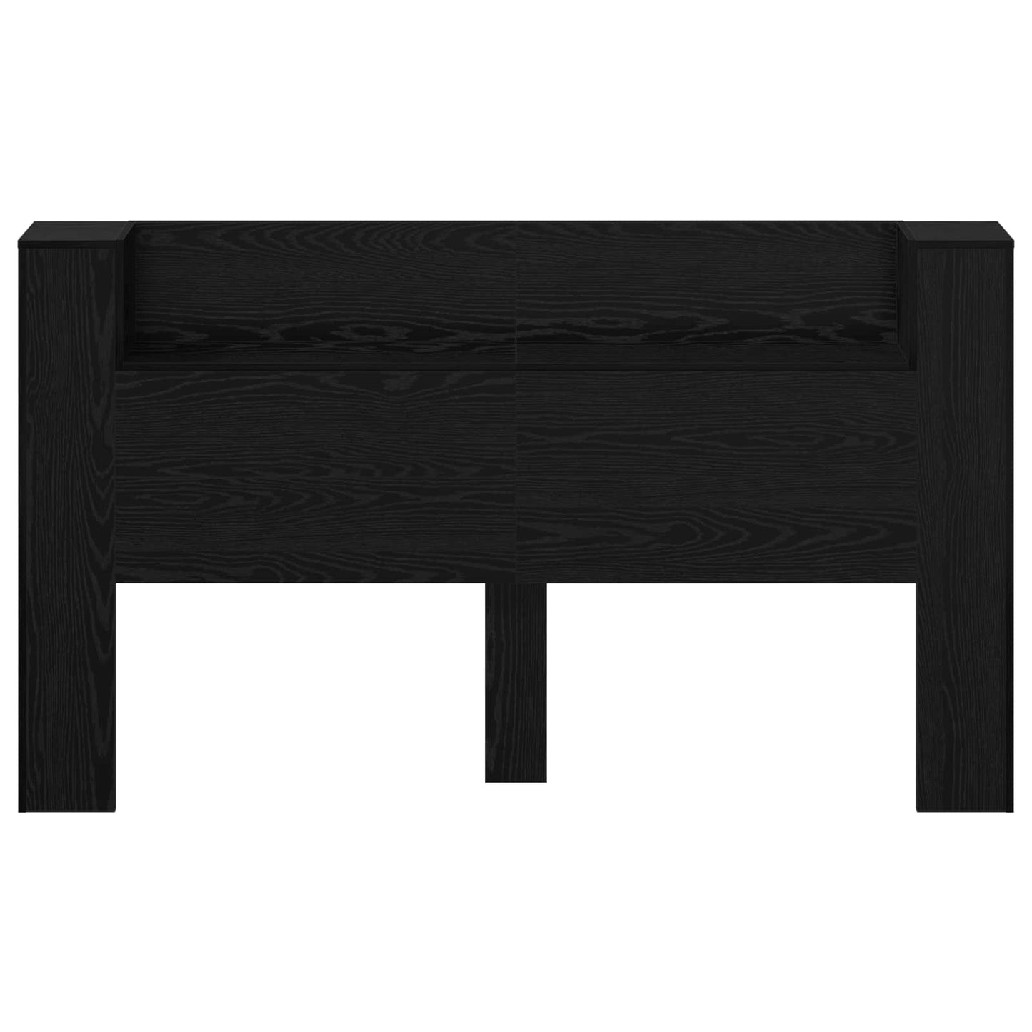 Headboard Cabinet with LED Black Oak Engineered Wood