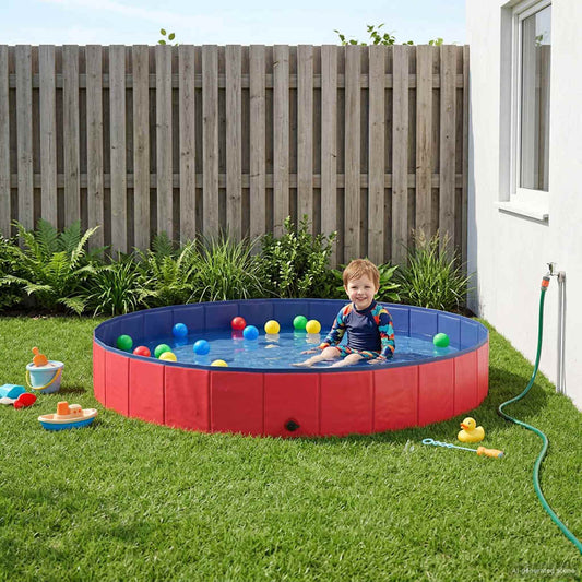 Children Swimming Pool Folding Red Ø200 x 30 cm