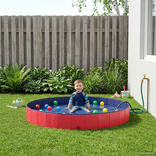 Children Swimming Pool Folding Red Ø300 x 38 cm
