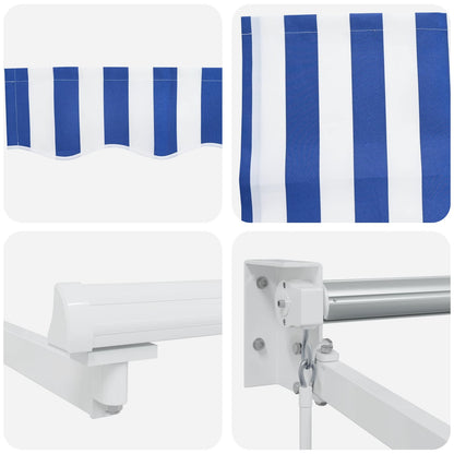 Retractable Awning Blue and White 3.5 x 2 m