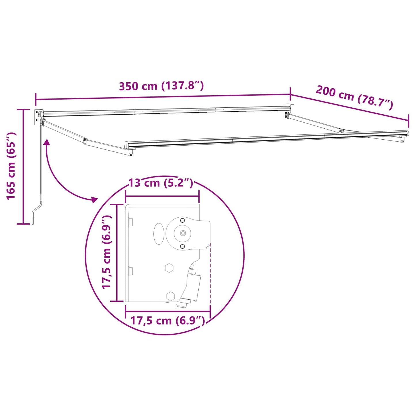 Retractable Awning Yellow and White 3.5 x 2 m