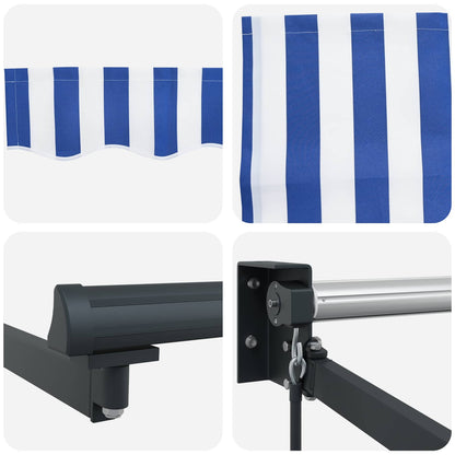 Retractable Awning Blue and White 3.5 x 2 m