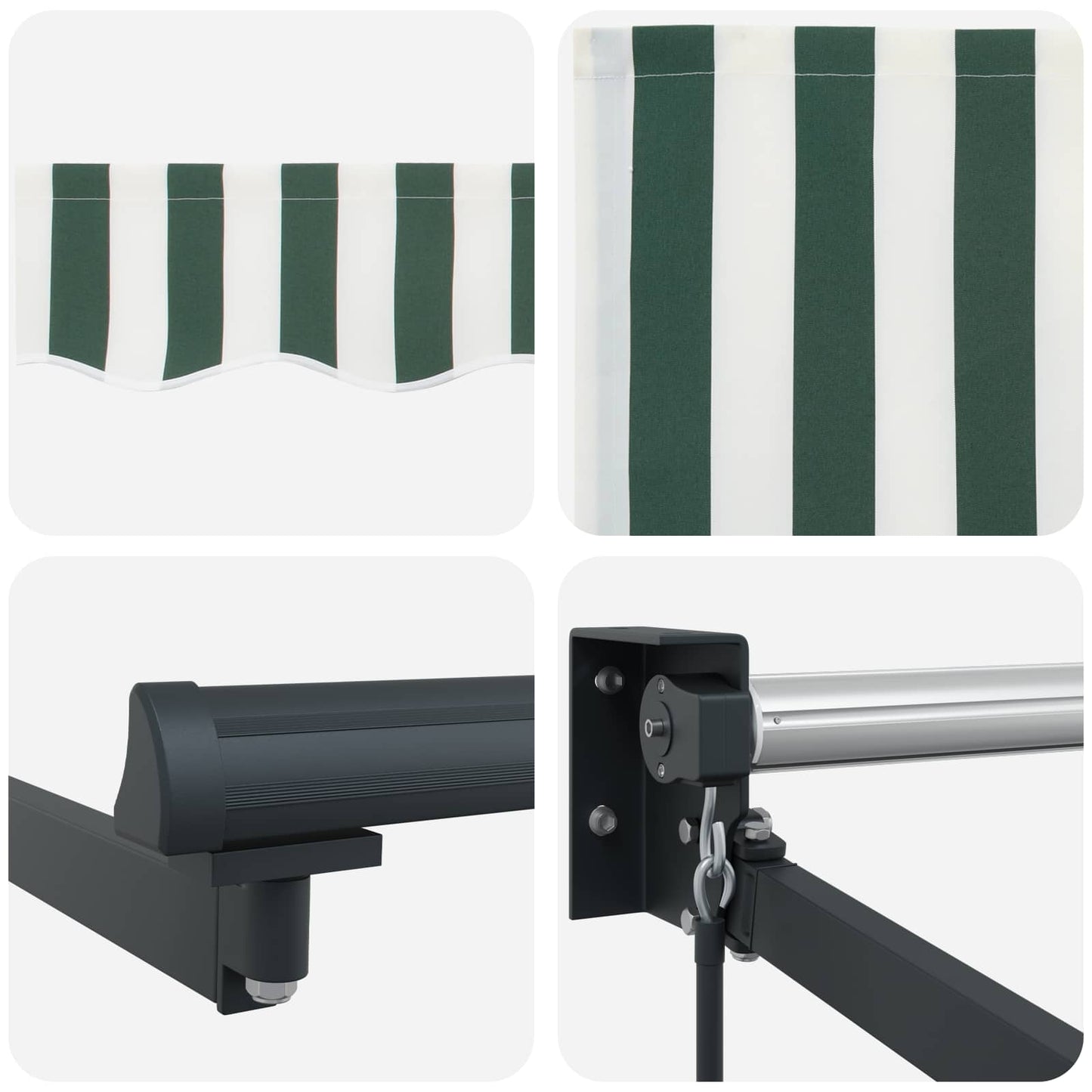 Retractable Awning Green and White 4 x 2 m