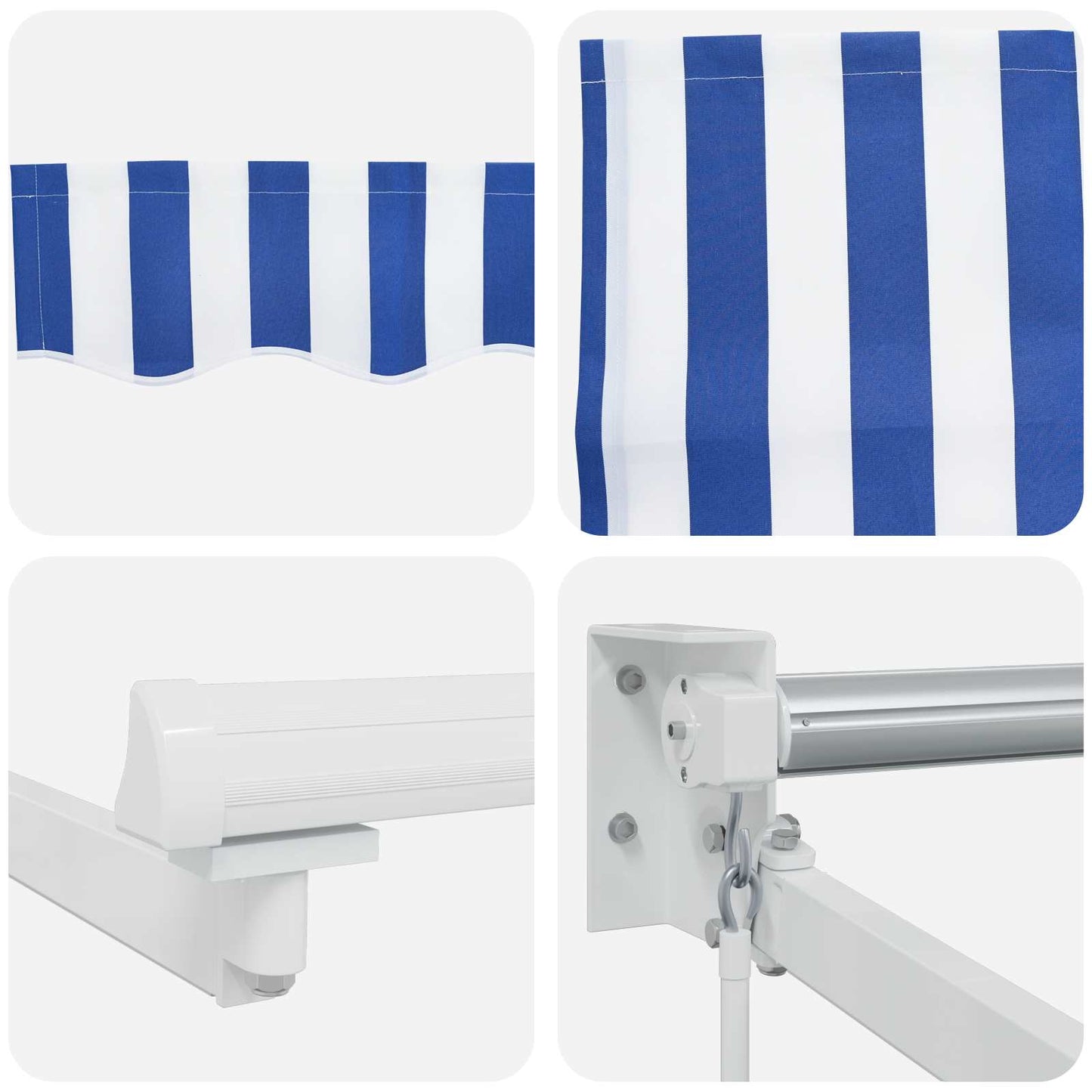 Manual Retractable Awning with LEDs Blue and White 2.5 x 2 m
