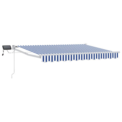 Manual Retractable Awning with LEDs Blue and White 2.5 x 2 m