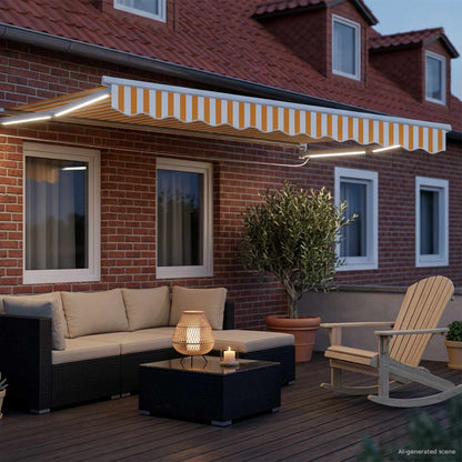 Manual Retractable Awning with LEDs Yellow and White 2.5 x 2 m