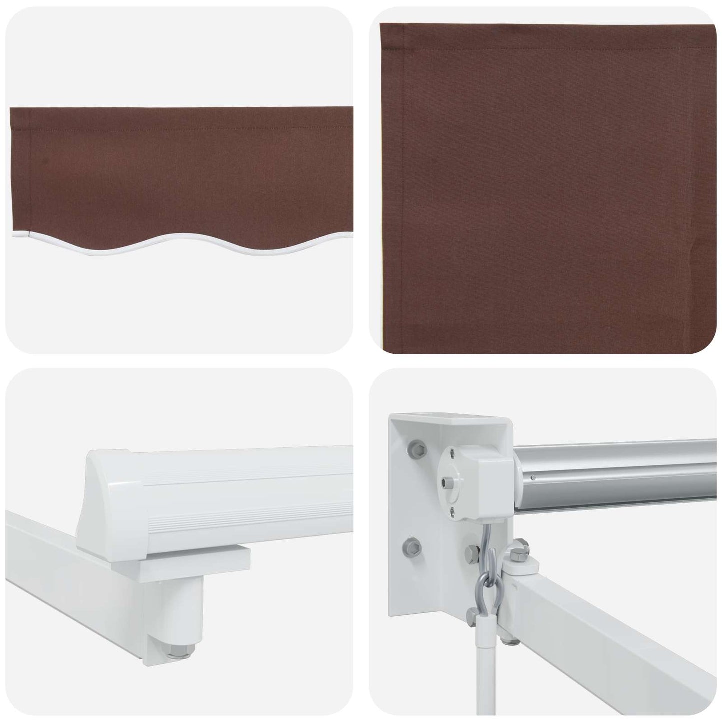 Manual Retractable Awning with LEDs Brown and White 2.5 x 2 m