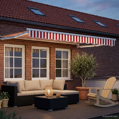 Manual Retractable Awning with LEDs Red and White 2.5 x 2 m