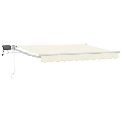 Manual Retractable Awning with LEDs Cream and White 3.5 x 2 m