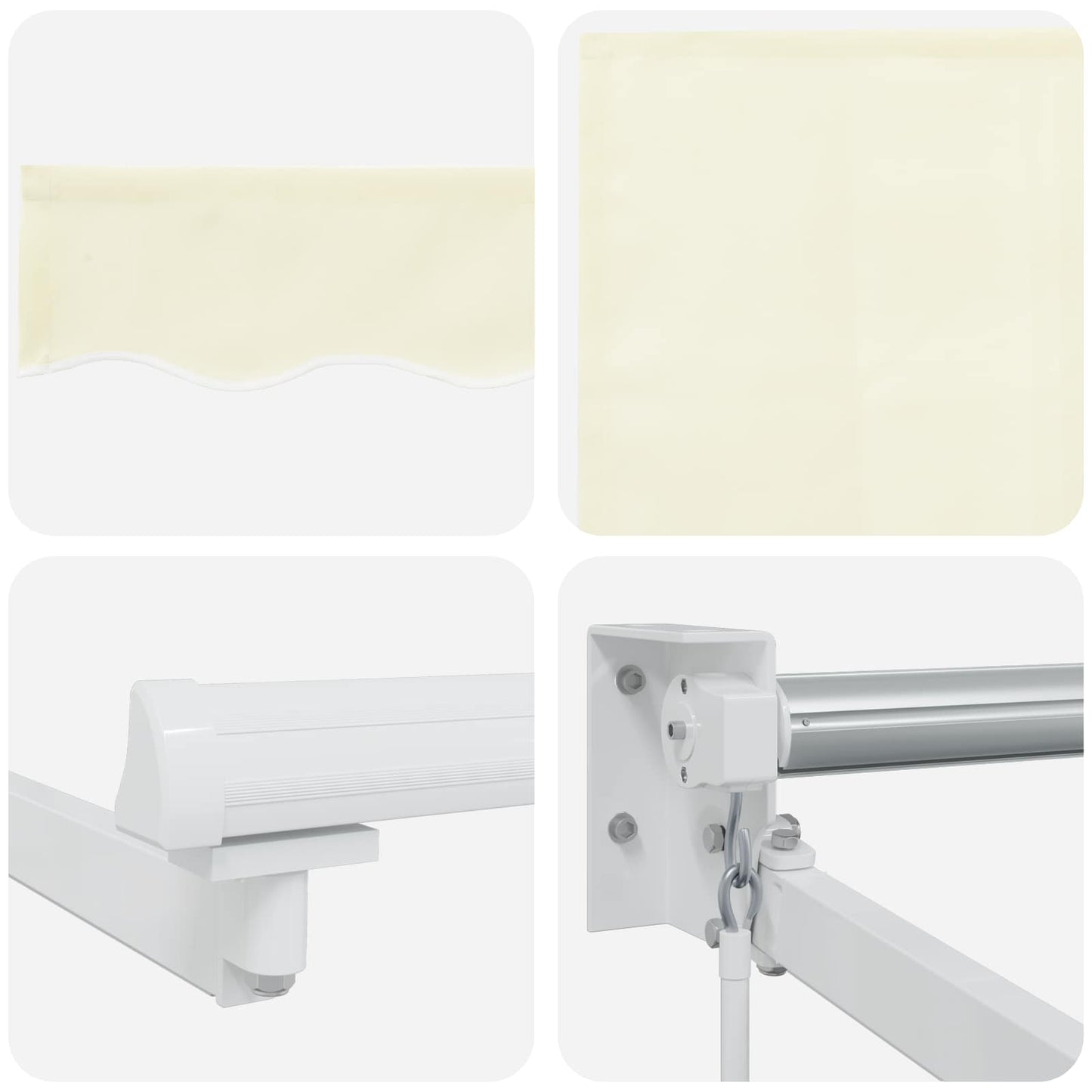 Manual Retractable Awning with LEDs Cream and White 4 x 2 m