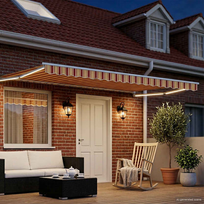 Manual Retractable Awning with LEDs Multicolour 4 x 2 m