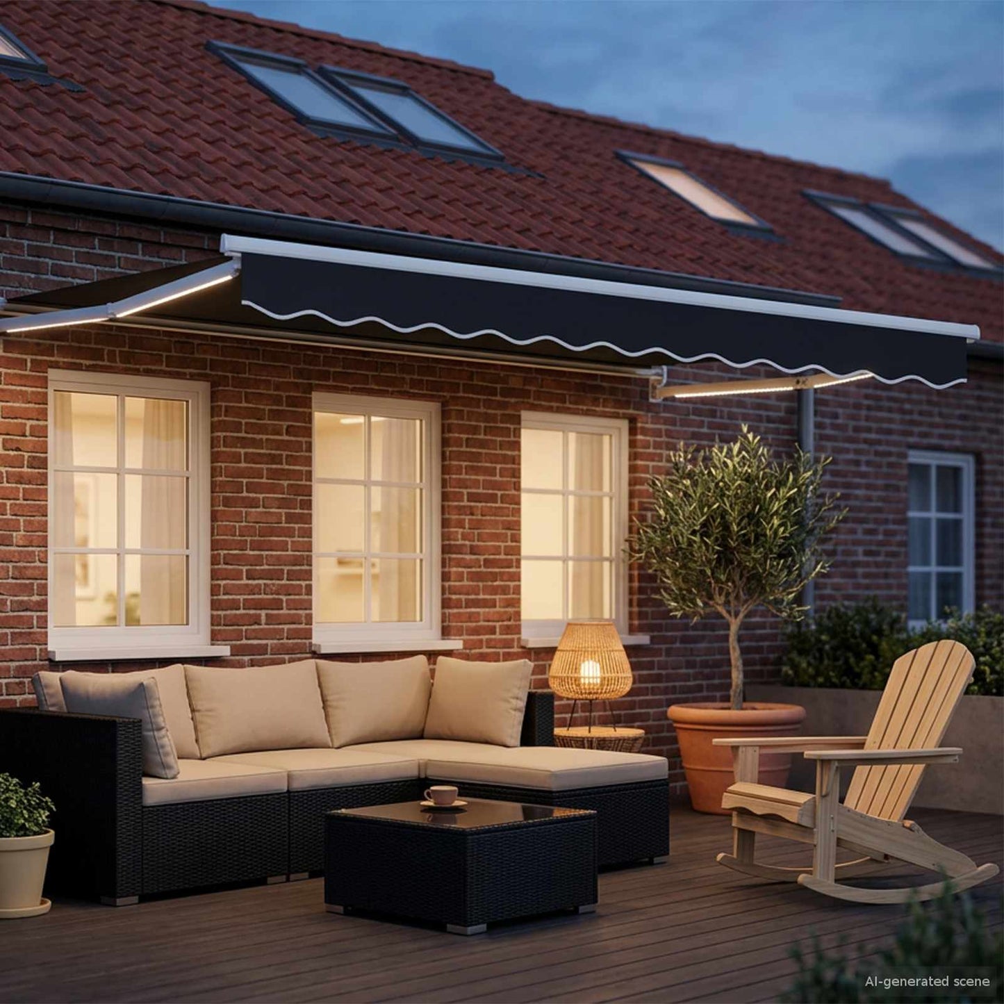 Manual Retractable Awning with LEDs 3 x 2.5 m